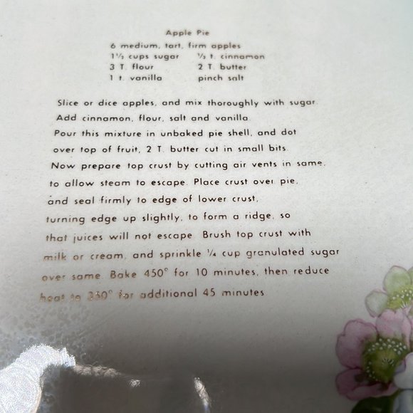 Vintage Atlantic Mold Co Ceramic Hanging Cutting Board Apple Pie Recipe - Picture 2 of 6
